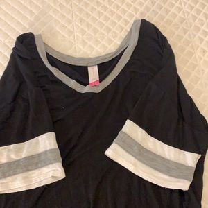 Black shirt with grey and white sleeves very soft